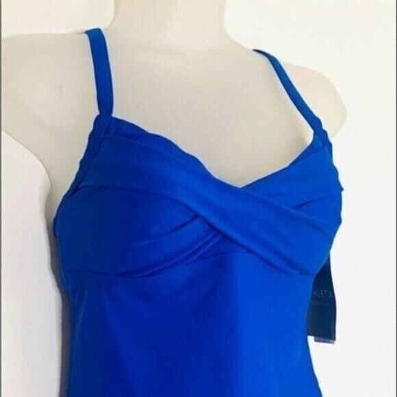 Athleta Womens Twister Tank Tankini Top Swim Adjustable Straps Blue - Picture 6 of 11
